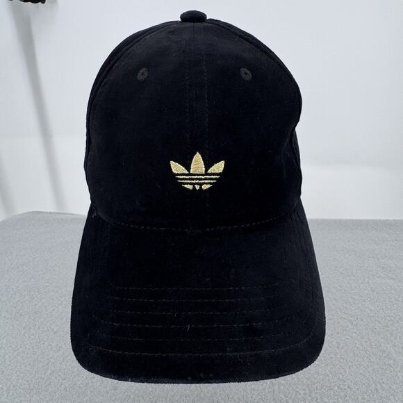 adidas Other - NEW Adidas Legend Black Gold Trefoil Logo Velvet Hat Womens Cap Rare Embroidered